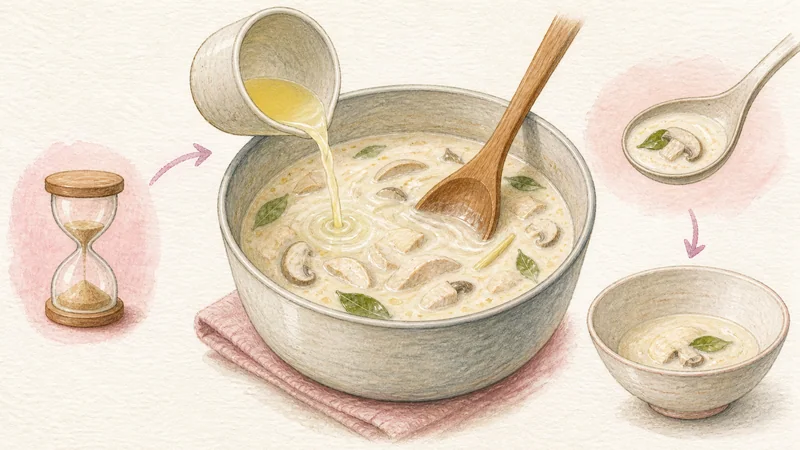 Tom Kha Gai, step 5: Add lime off heat.