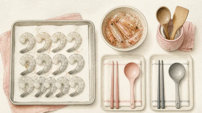 Clear Tom Yum Goong, step 1: Peel and chill the shrimp.
