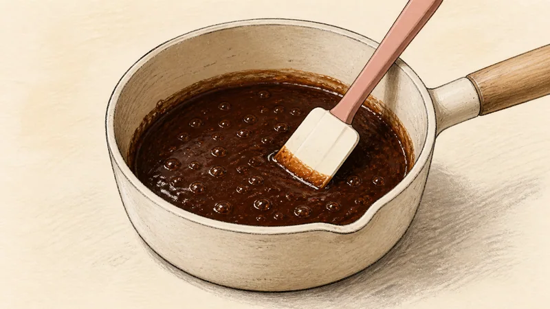 Tonkatsu, step 1: Simmer the tonkatsu sauce.