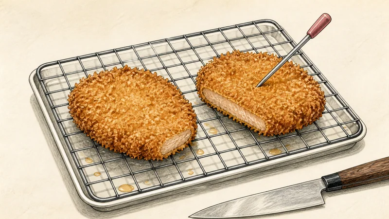 Tonkatsu, step 7: Drain and verify 68°C.