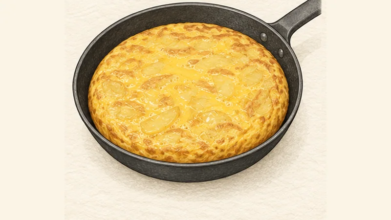 Tortilla Española, step 5: Set the first side.