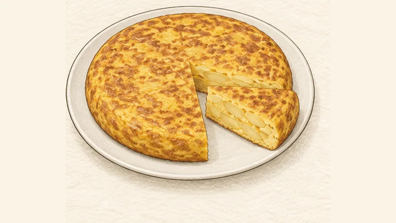 Tortilla Española, step 6: Flip, finish and rest.