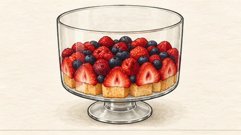 Traditional Trifle, step 2: Add the fruit.