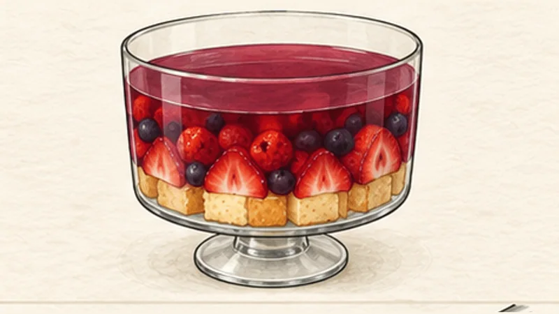 Traditional Trifle, step 3: Pour and set the jelly.