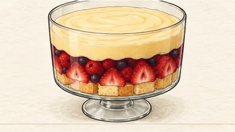 Traditional Trifle, step 8: Add the custard layer.