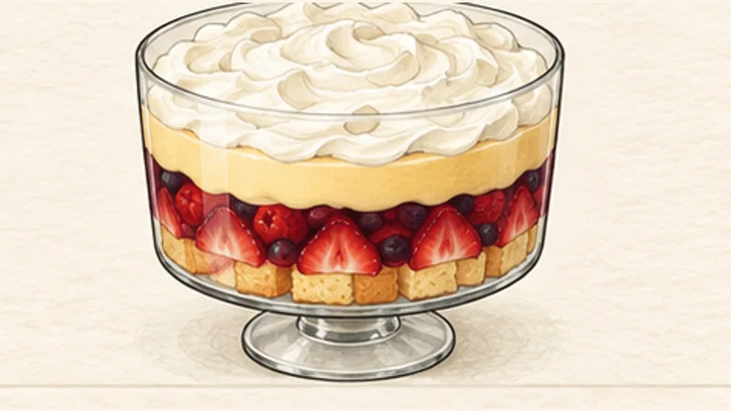 Traditional Trifle, step 9: Whip and add the cream.
