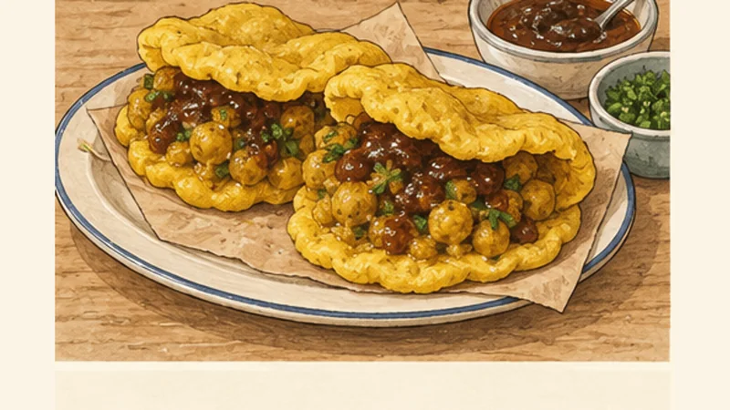 Trinidad Doubles, step 6: Assemble the doubles.