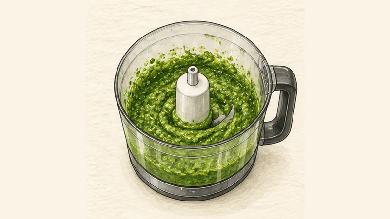 Trofie al Pesto Genovese, step 1: Make the pesto cool.