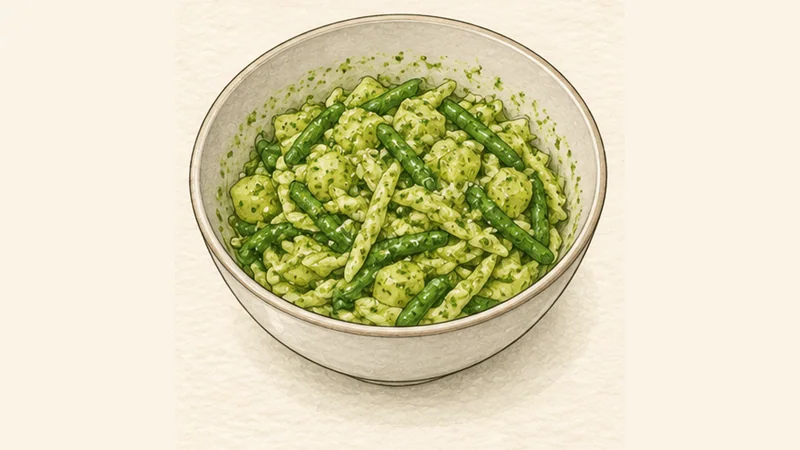 Trofie al Pesto Genovese, step 4: Loosen the pesto.