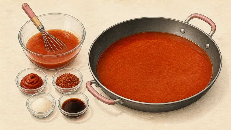 Tteokbokki, step 2: Dissolve the sauce.