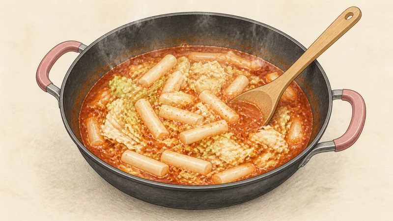 Tteokbokki, step 3: Begin the simmer.