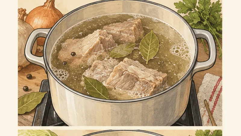 Ukrainian Borshch with Pork, step 1: Make the pork broth.