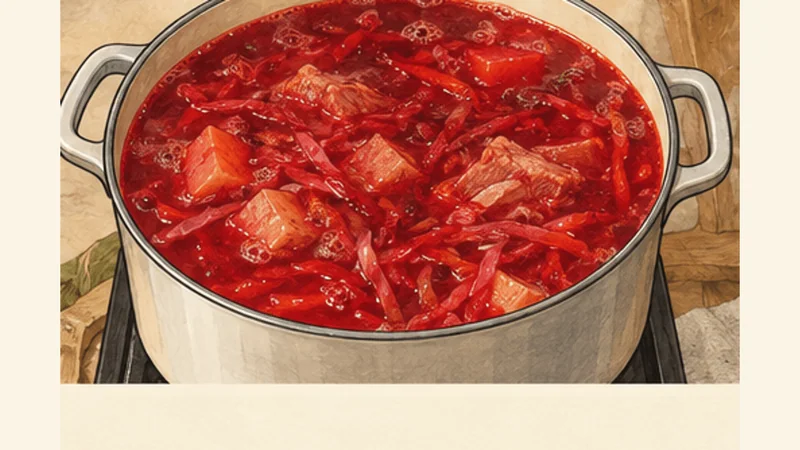 Ukrainian Borshch with Pork, step 5: Combine and simmer.