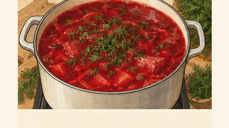 Ukrainian Borshch with Pork, step 6: Rest and brighten.