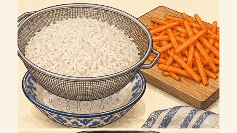 Uzbek Plov (Palov), step 1: Rinse and soak the rice.