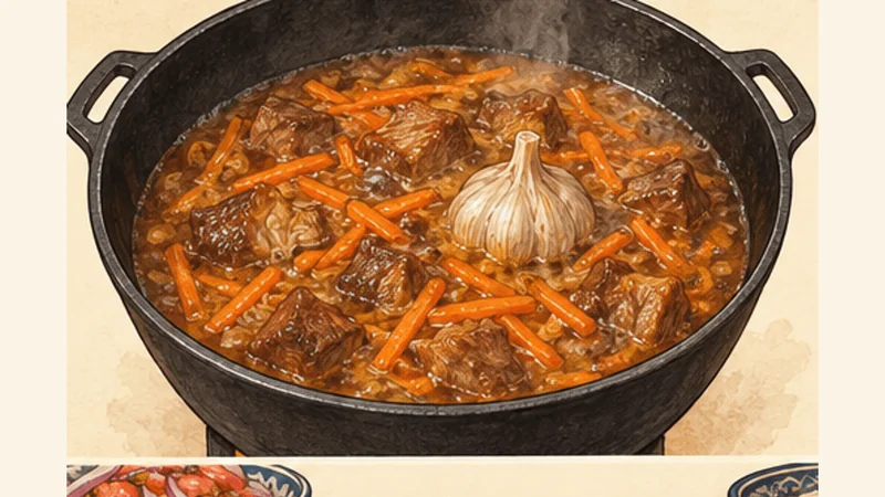 Uzbek Plov (Palov), step 4: Build the zirvak.