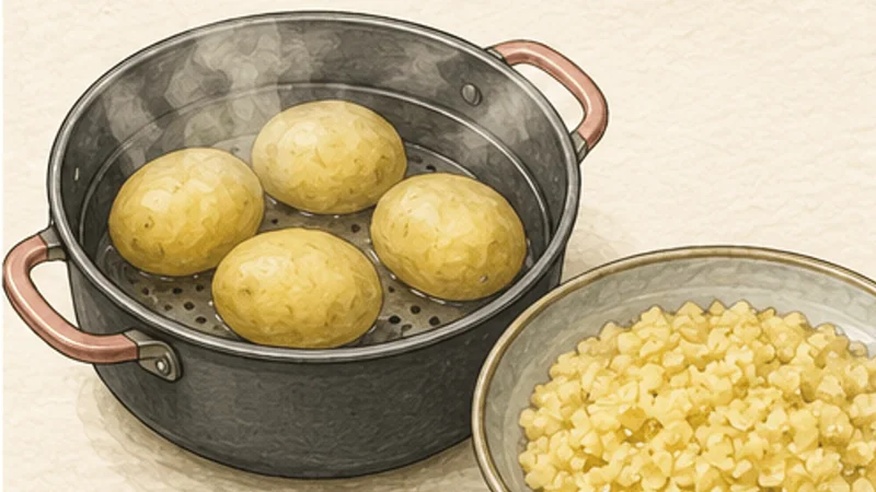 Mumbai Vada Pav, step 1: Boil and dry the potatoes.