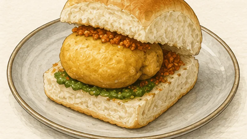 Mumbai Vada Pav, step 8: Assemble with both chutneys.