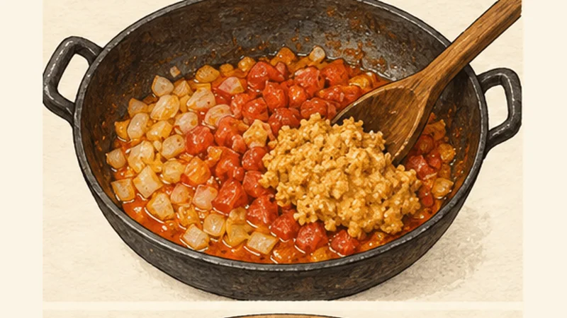 Vatapá, step 4: Cook the aromatics.