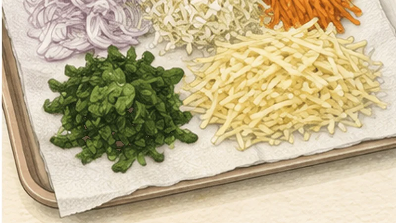 Mixed Vegetable Pakora, step 1: Cut and dry every vegetable.