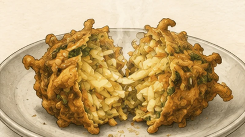 Mixed Vegetable Pakora, step 5: Check the potato strands.