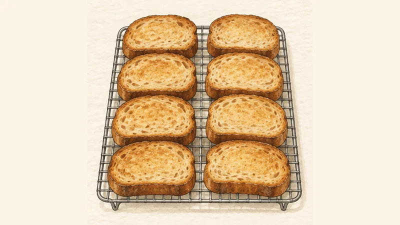 Welsh Rarebit, step 1: Toast the bread first.