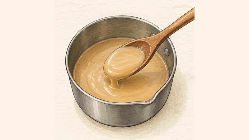 Welsh Rarebit, step 3: Whisk in the ale and seasonings.