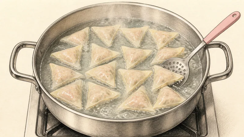 Pork-and-shrimp wonton soup, step 5: Cook three batches.