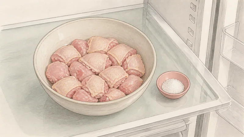 Shio chicken yakitori, step 3: Season with shio.
