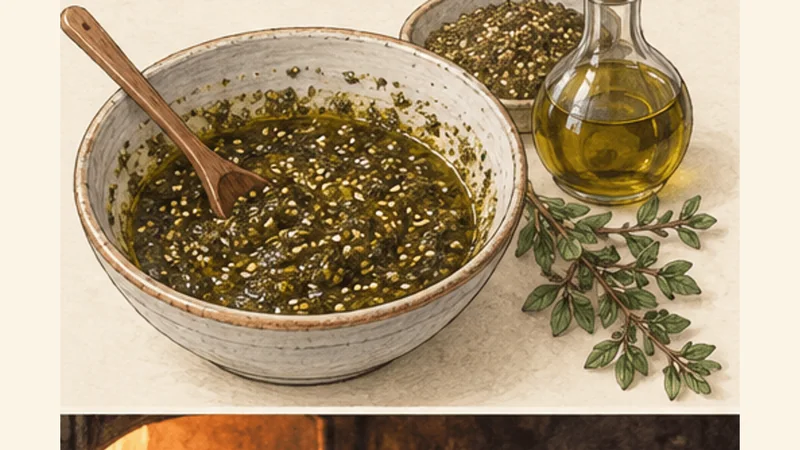 Lebanese Za’atar Manakish, step 4: Mix the za’atar topping.