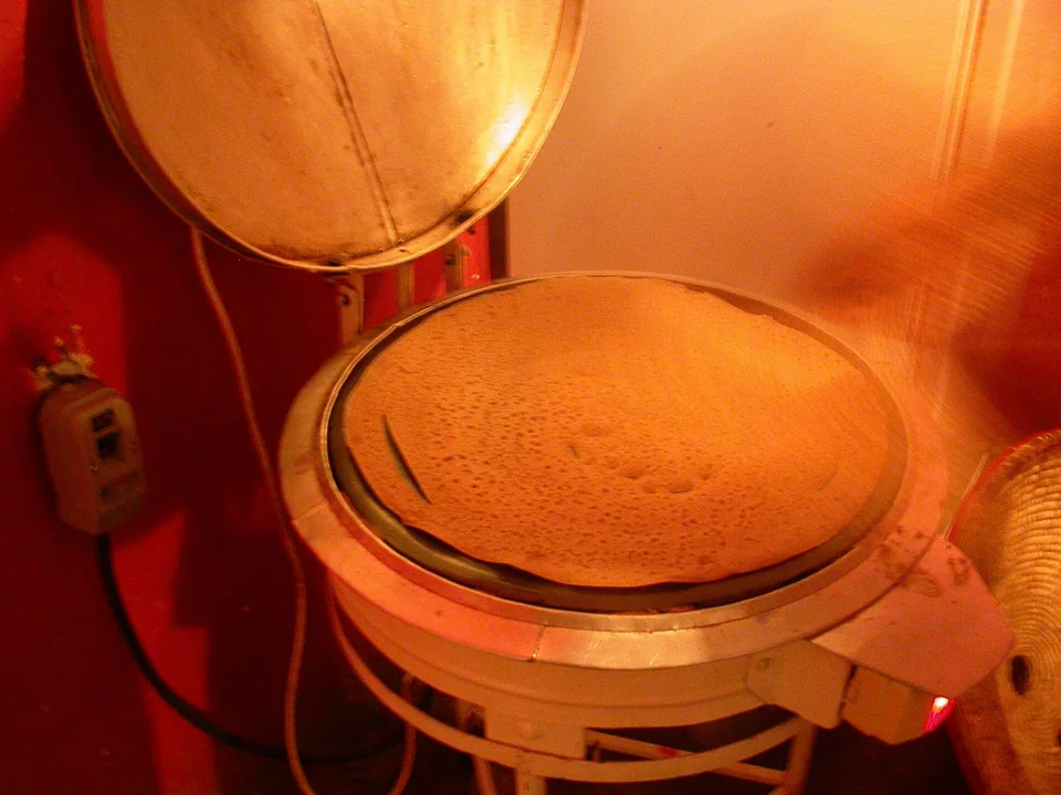 Ethiopian fermented teff injera flatbread with its characteristic small bubbles