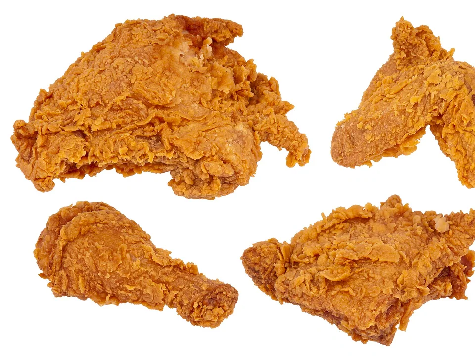 Southern fried chicken with a deeply golden craggy crust