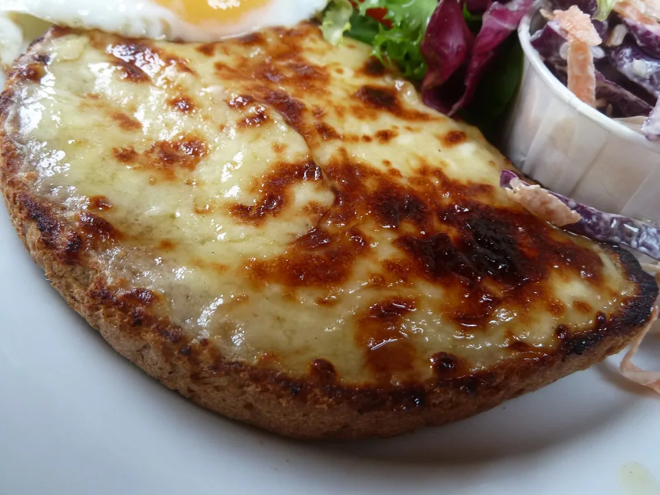 Welsh rarebit with blistered golden cheese on crisp toast